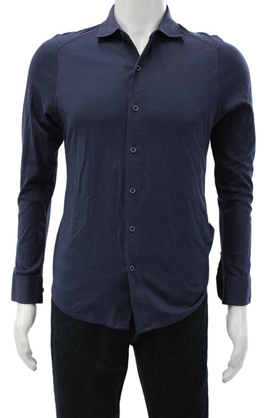Raffi Mens Button Down Long Sleeve Blue Cotton Size S