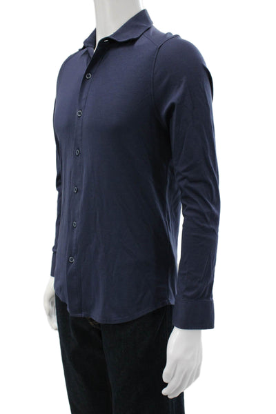 Raffi Mens Button Down Long Sleeve Blue Cotton Size S