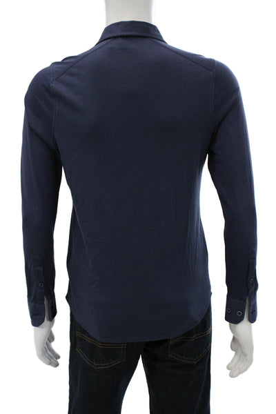 Raffi Mens Button Down Long Sleeve Blue Cotton Size S