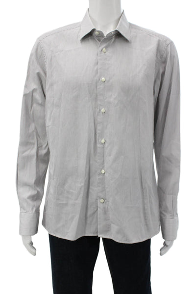 Ermenegildo Zegna Men's Long Sleeves Casual Button Down Striped Shirt Size M