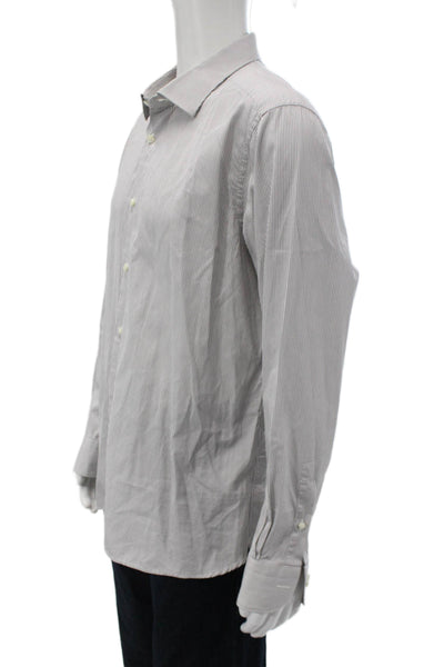 Ermenegildo Zegna Men's Long Sleeves Casual Button Down Striped Shirt Size M