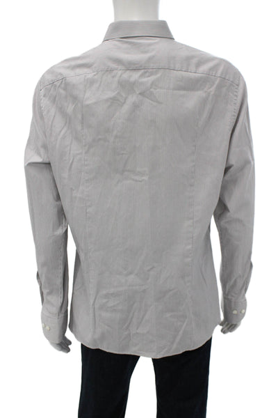 Ermenegildo Zegna Men's Long Sleeves Casual Button Down Striped Shirt Size M