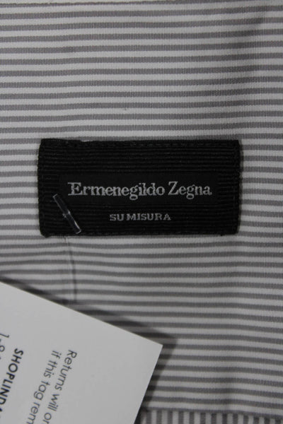 Ermenegildo Zegna Men's Long Sleeves Casual Button Down Striped Shirt Size M