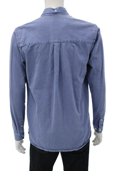 Zara Mens Blue Long Sleeve Button Down Collared Cotton Shirt Size M