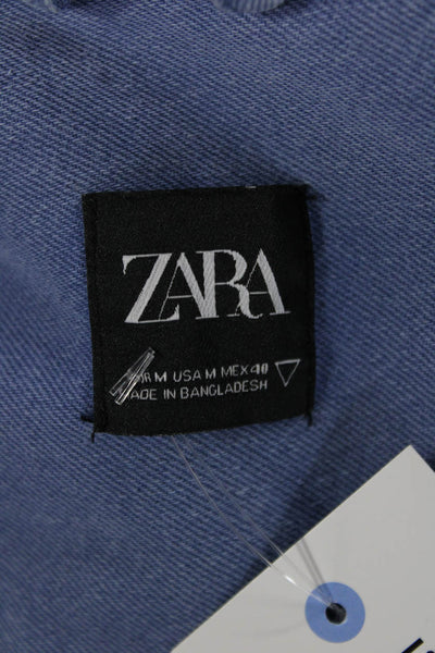 Zara Mens Blue Long Sleeve Button Down Collared Cotton Shirt Size M