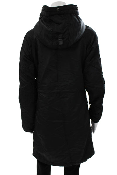 Alpha Industries Inc Womens Black Nylon Military Parka Button Size M