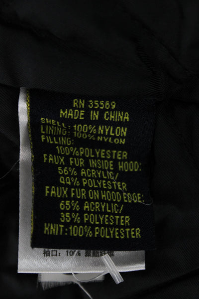 Alpha Industries Inc Womens Black Nylon Military Parka Button Size M