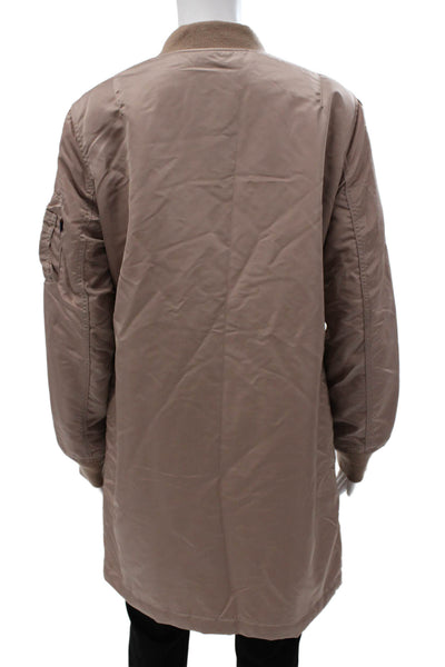 Alpha Industries Inc Womens Bomber Jacket Beige Nylon Zip Size M
