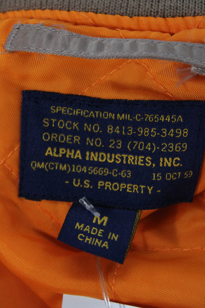 Alpha Industries Inc Womens Bomber Jacket Beige Nylon Zip Size M