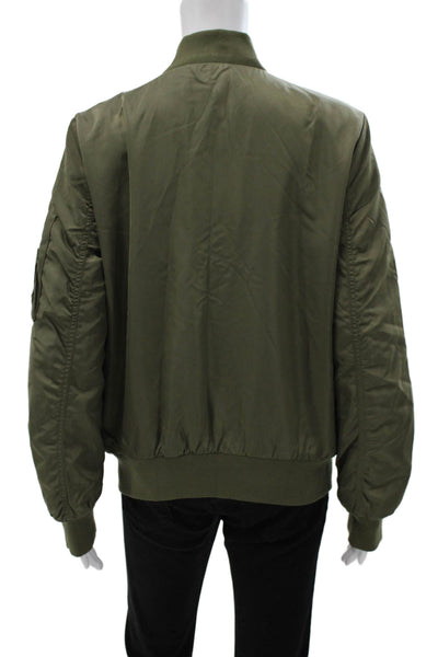 The Group Babaton Womens Bomber Jacket Green Zip Long Sleeve Polyamide Size M