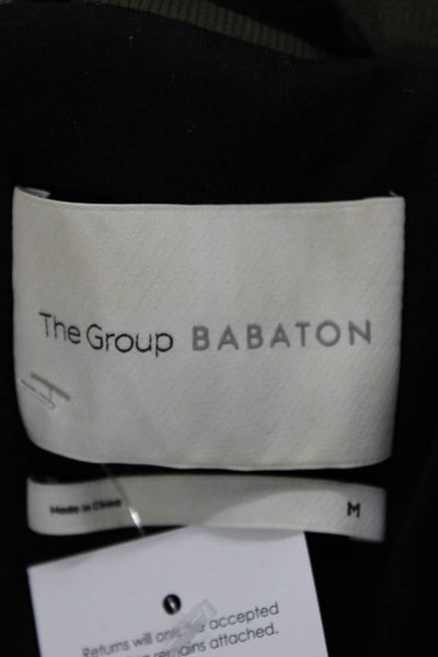 The Group Babaton Womens Bomber Jacket Green Zip Long Sleeve Polyamide Size M