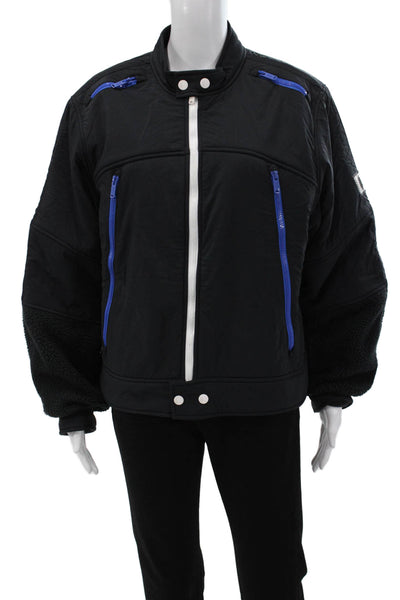 FP Movement Womens Motorcycle Jacket Black Snap Polyester Long Sleeve Size L