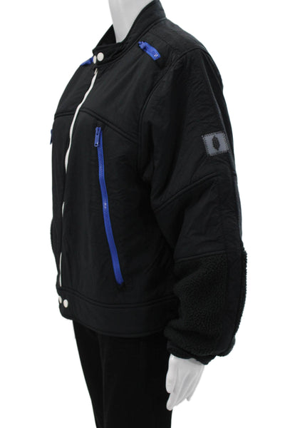 FP Movement Womens Motorcycle Jacket Black Snap Polyester Long Sleeve Size L