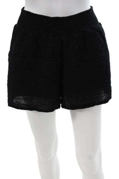Michael Stars Women Sweat Shorts Black 100% Cotton Solid Casual Size L
