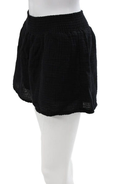 Michael Stars Women Sweat Shorts Black 100% Cotton Solid Casual Size L