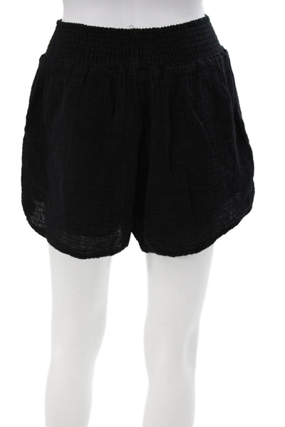 Michael Stars Women Sweat Shorts Black 100% Cotton Solid Casual Size L