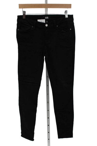 Paige Women Skinny Black Rayon Jeans Mid Rise Inseam 28 Size 29