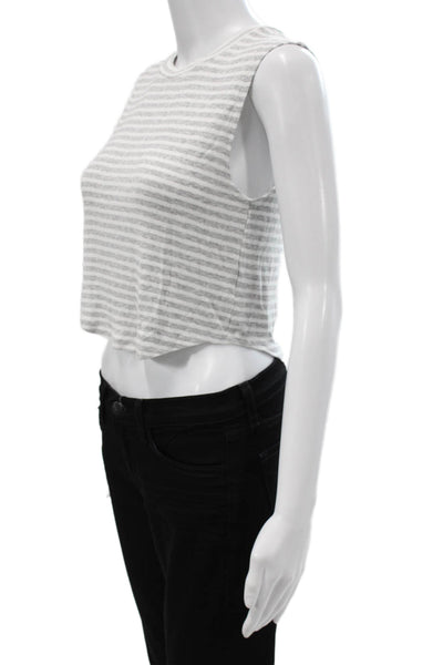 Olivaceous Women Cropped Striped Tank Crewneck Gray Size M