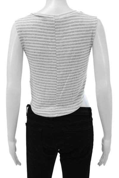 Olivaceous Women Cropped Striped Tank Crewneck Gray Size M