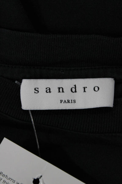 Sandro Womens Black Graphic Tee Crew Neck Short Sleeve Size S