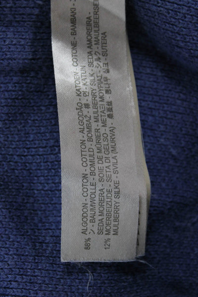 Massimo Dutti Mens Pullover Sweater Blue Cotton Mock Neck Long Sleeve Size M