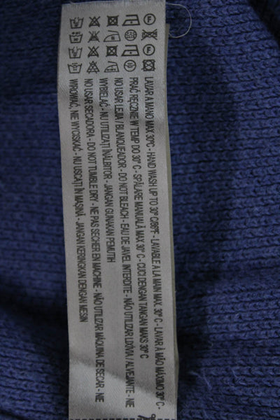 Massimo Dutti Mens Pullover Sweater Blue Cotton Mock Neck Long Sleeve Size M