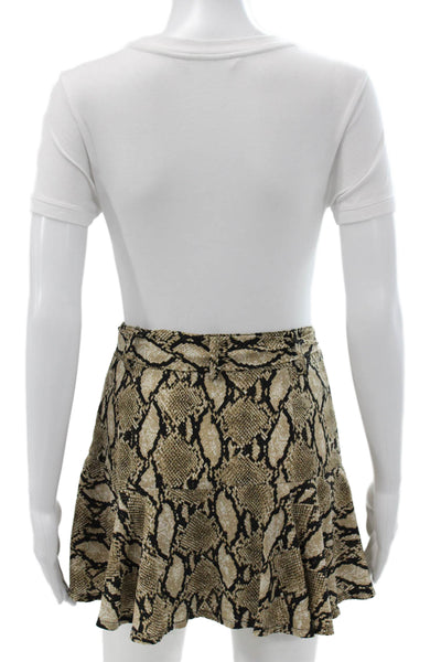 Cindigindi Womens Mini Skirt Beige Animal Print Polyester Tie Size S