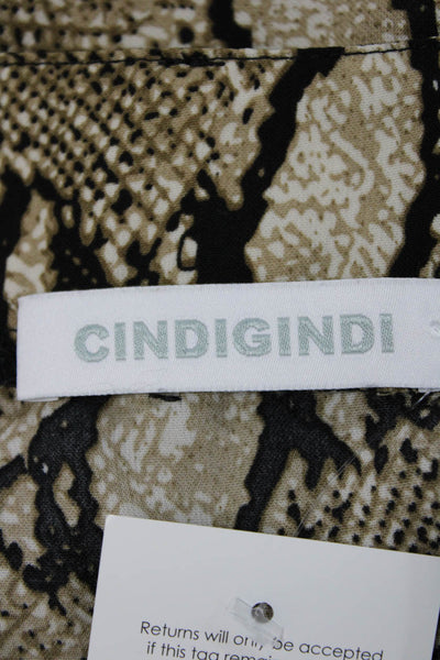 Cindigindi Womens Mini Skirt Beige Animal Print Polyester Tie Size S