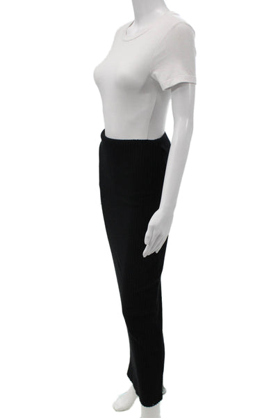 Zara Womens Black Ribbed Knit Maxi Skirt Pull On Casual Size S