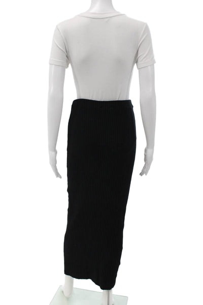 Zara Womens Black Ribbed Knit Maxi Skirt Pull On Casual Size S