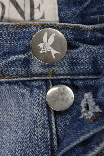 One by One Teaspoon Women Bandits Blue Cotton Button Shorts Size 24