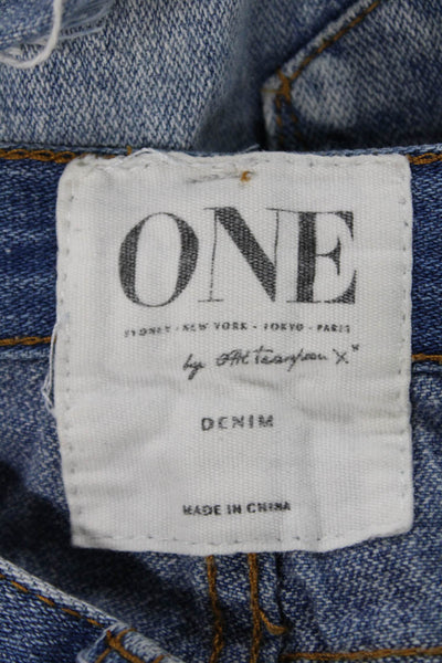 One by One Teaspoon Women Bandits Blue Cotton Button Shorts Size 24