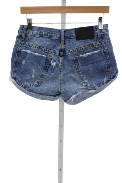 One Teaspoon Womens Cut-Off Shorts Blue 100% Cotton Size 22