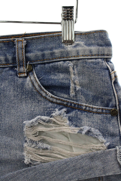 One Teaspoon Women Cut-Off Denim Shorts Blue Button Size 26