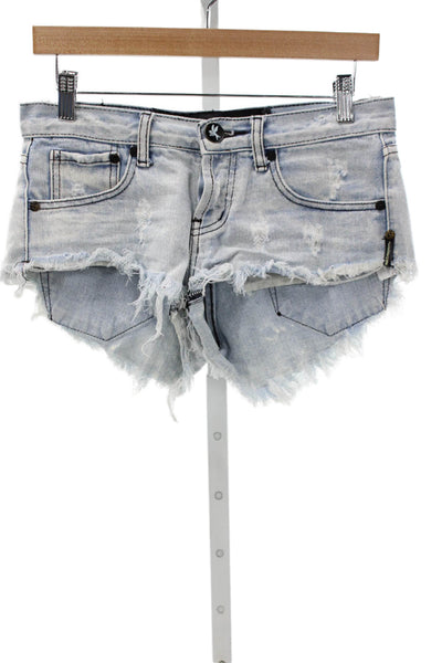 One Teaspoon Womens Cut-Off Denim Shorts Blue Button Size 24