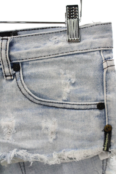 One Teaspoon Womens Cut-Off Denim Shorts Blue Button Size 24