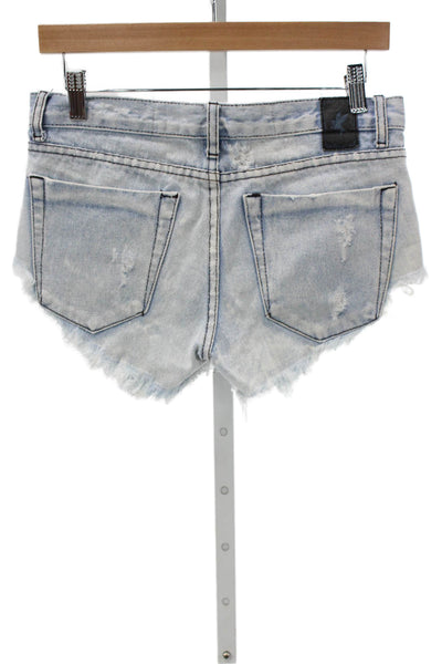 One Teaspoon Womens Cut-Off Denim Shorts Blue Button Size 24