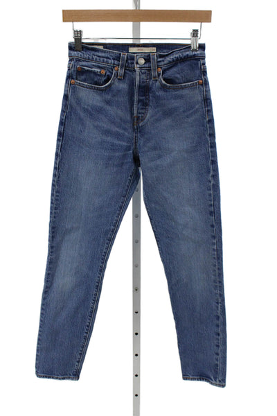 Levis Womens Tapered Jeans Blue Mid Rise Cotton Inseam 27 Size 24