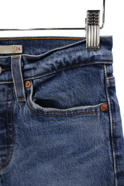 Levis Womens Tapered Jeans Blue Mid Rise Cotton Inseam 27 Size 24