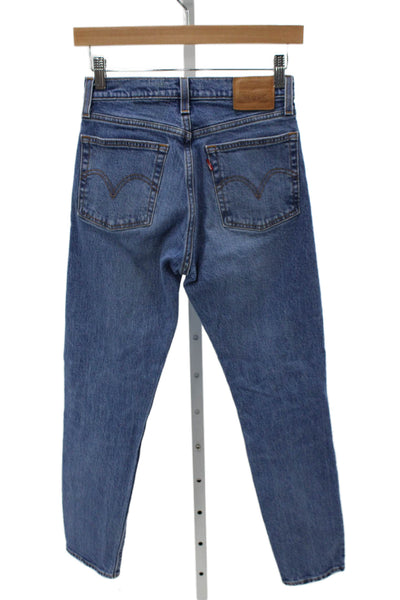 Levis Womens Tapered Jeans Blue Mid Rise Cotton Inseam 27 Size 24