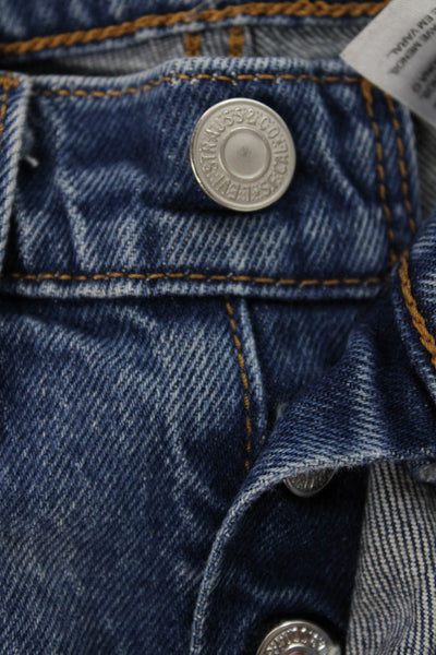 Levis Womens Tapered Jeans Blue Mid Rise Cotton Inseam 27 Size 24