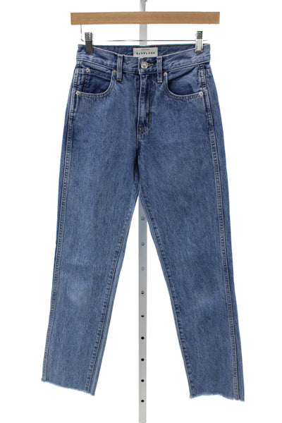 Slvrlake Womens Straight Jeans Blue Cotton Mid Rise Inseam 28 Size 23