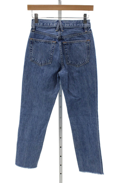 Slvrlake Womens Straight Jeans Blue Cotton Mid Rise Inseam 28 Size 23
