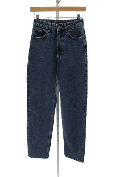 Tsubi Women Straight Jeans Blue High Rise Cotton Blend Size 24