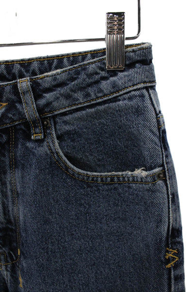 Tsubi Women Straight Jeans Blue High Rise Cotton Blend Size 24