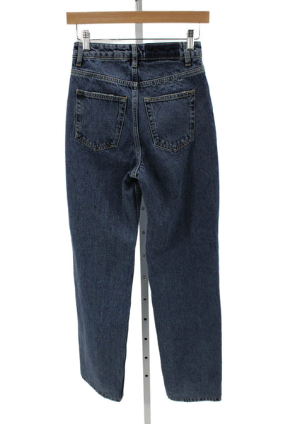 Tsubi Women Straight Jeans Blue High Rise Cotton Blend Size 24