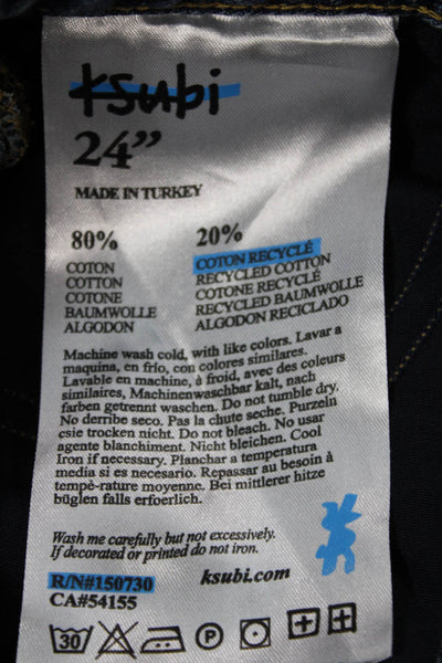Tsubi Women Straight Jeans Blue High Rise Cotton Blend Size 24