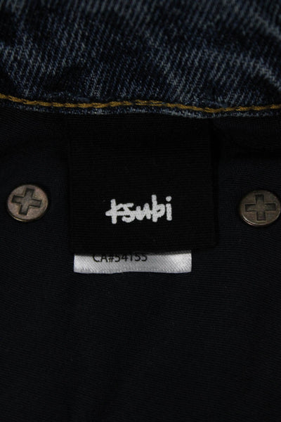 Tsubi Women Straight Jeans Blue High Rise Cotton Blend Size 24