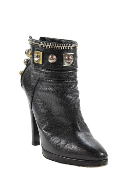 Giuseppe Zanotti Design Womens Embellished Leather Boots Black Size 37 7