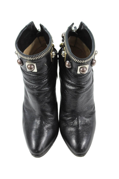 Giuseppe Zanotti Design Womens Embellished Leather Boots Black Size 37 7